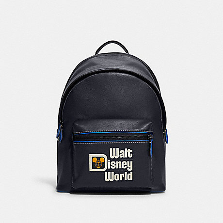 COACH C8488 Disney X Coach Charter Backpack With Walt Disney World Motif Black Copper/Midnight Navy Multi