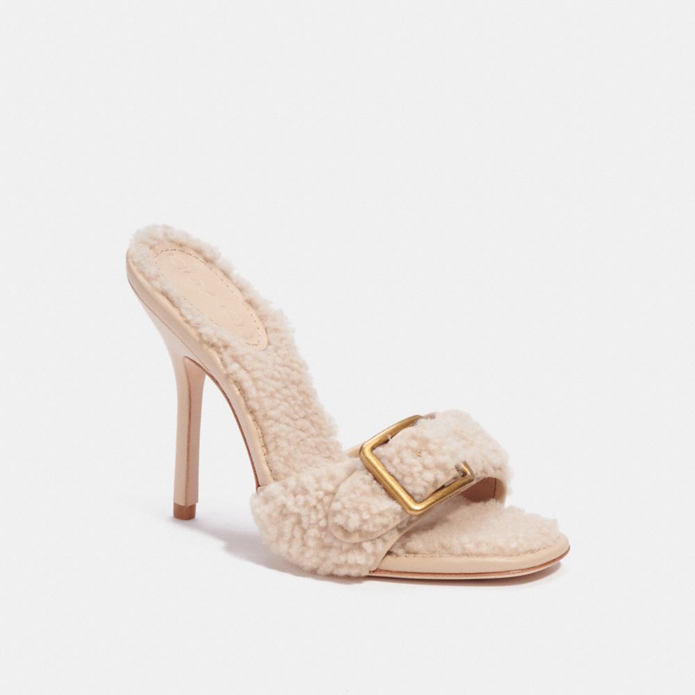 COACH C8495 - Shearling Buckle Mule NATURAL