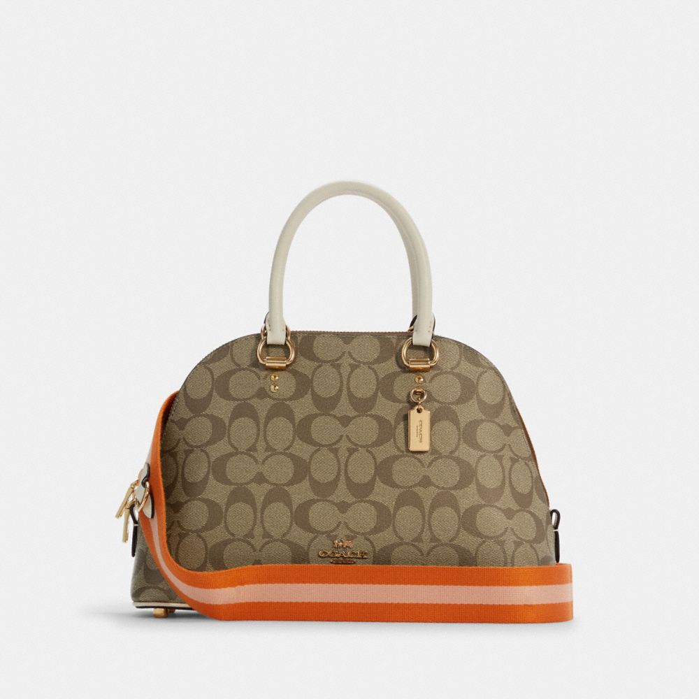 COACH Katy Satchel In Signature Canvas - GOLD/KHAKI MULTI - C8499