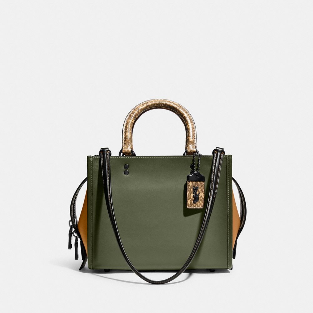 COACH C8508 Rogue 25 In Colorblock With Snakeskin Detail Pewter/Army Green Multi