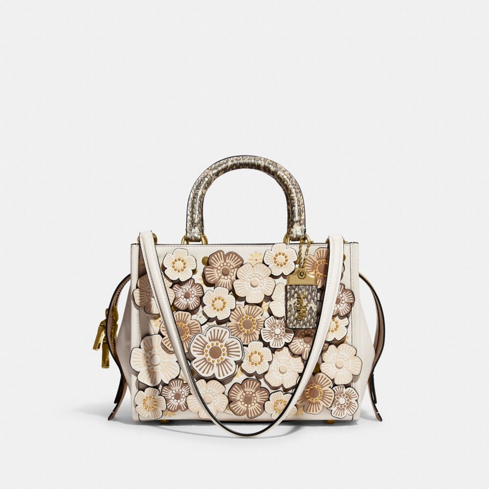 COACH C8511 Rogue 25 In Colorblock With Tea Rose And Snakeskin Detail Brass/Chalk Multi