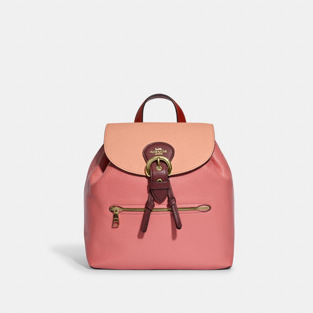 COACH Kleo Backpack In Colorblock - GOLD/FADED BLUSH MULTI - C8518
