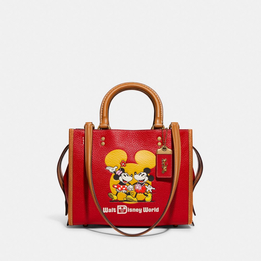 COACH C8554 Disney X Coach Rogue 25 With Mickey Mouse And Minnie Mouse Motif Brass/Electric Red Multi