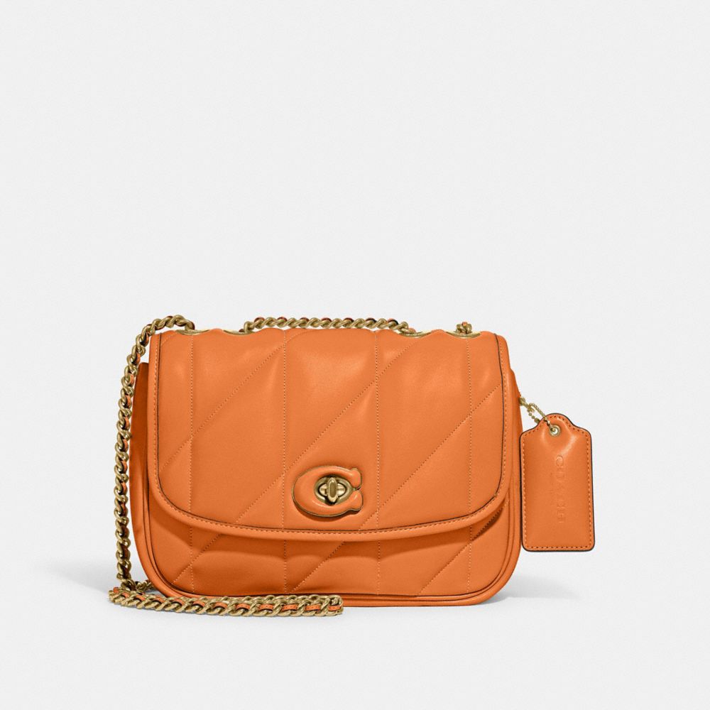 C8560 - Pillow Madison Shoulder Bag With Quilting Brass/Papaya