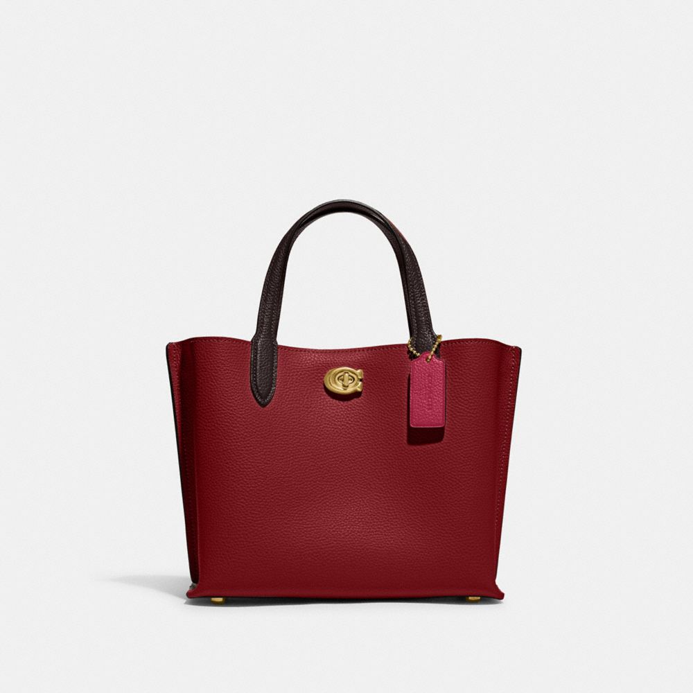 COACH C8561 Willow Tote 24 In Colorblock BRASS/CHERRY