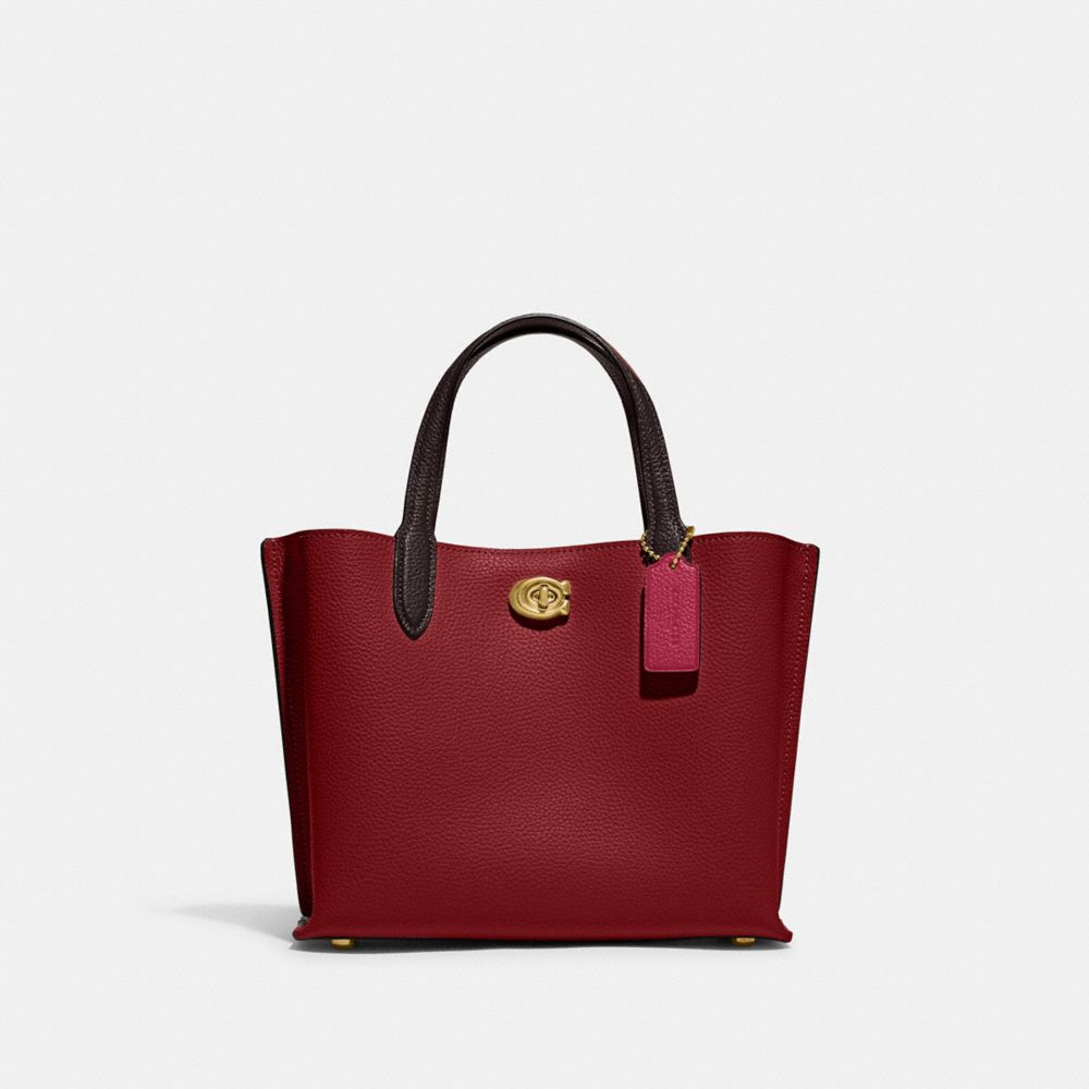 COACH C8561 Willow Tote 24 In Colorblock Brass/Cherry