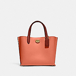 COACH C8561 Willow Tote 24 In Colorblock BRASS/LIGHT CORAL MULTI