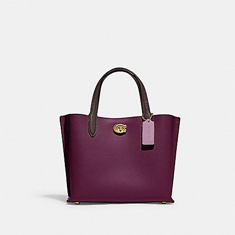 COACH C8561 Willow Tote 24 In Colorblock Brass/Deep-Berry-Multi