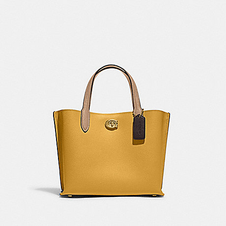 COACH C8561 Willow Tote 24 In Colorblock Brass/Yellow Gold Multi
