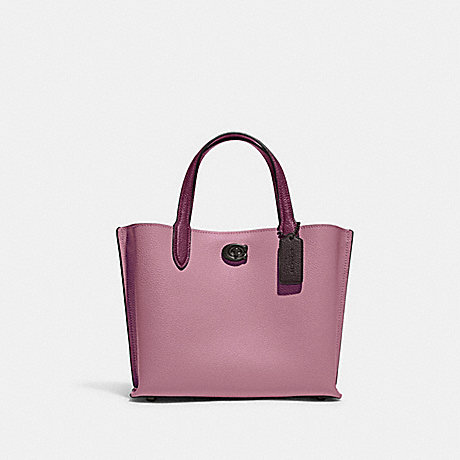 COACH C8561 Willow Tote 24 In Colorblock Pewter/Violet-Orchid
