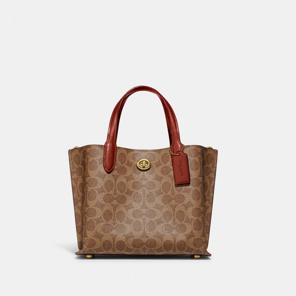 COACH C8562 Willow Tote 24 In Signature Canvas Brass/Tan/Rust