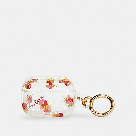 COACH C8564 Airpods Pro Case With Pop Floral Print CLEAR/RED