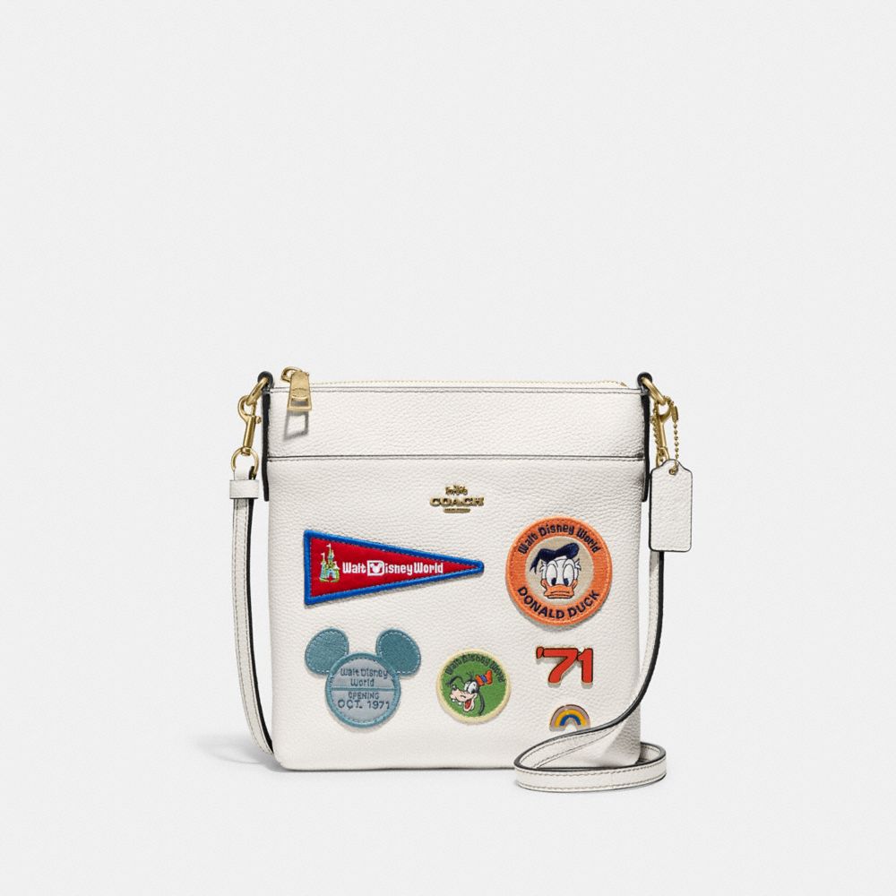 C8573 - Disney X Coach Kitt Messenger Crossbody With Patches Brass/Chalk