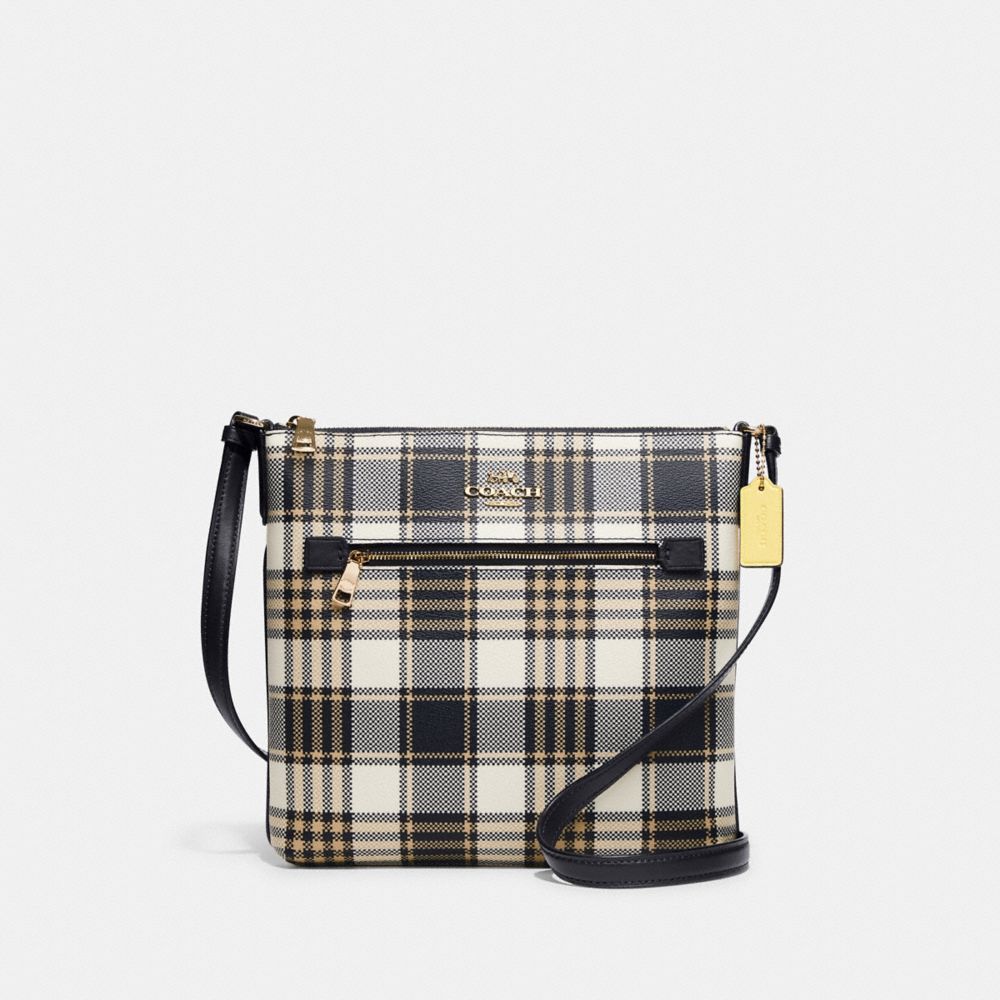 Rowan File Bag With Garden Plaid Print - C8587 - GOLD/MIDNIGHT MULTI