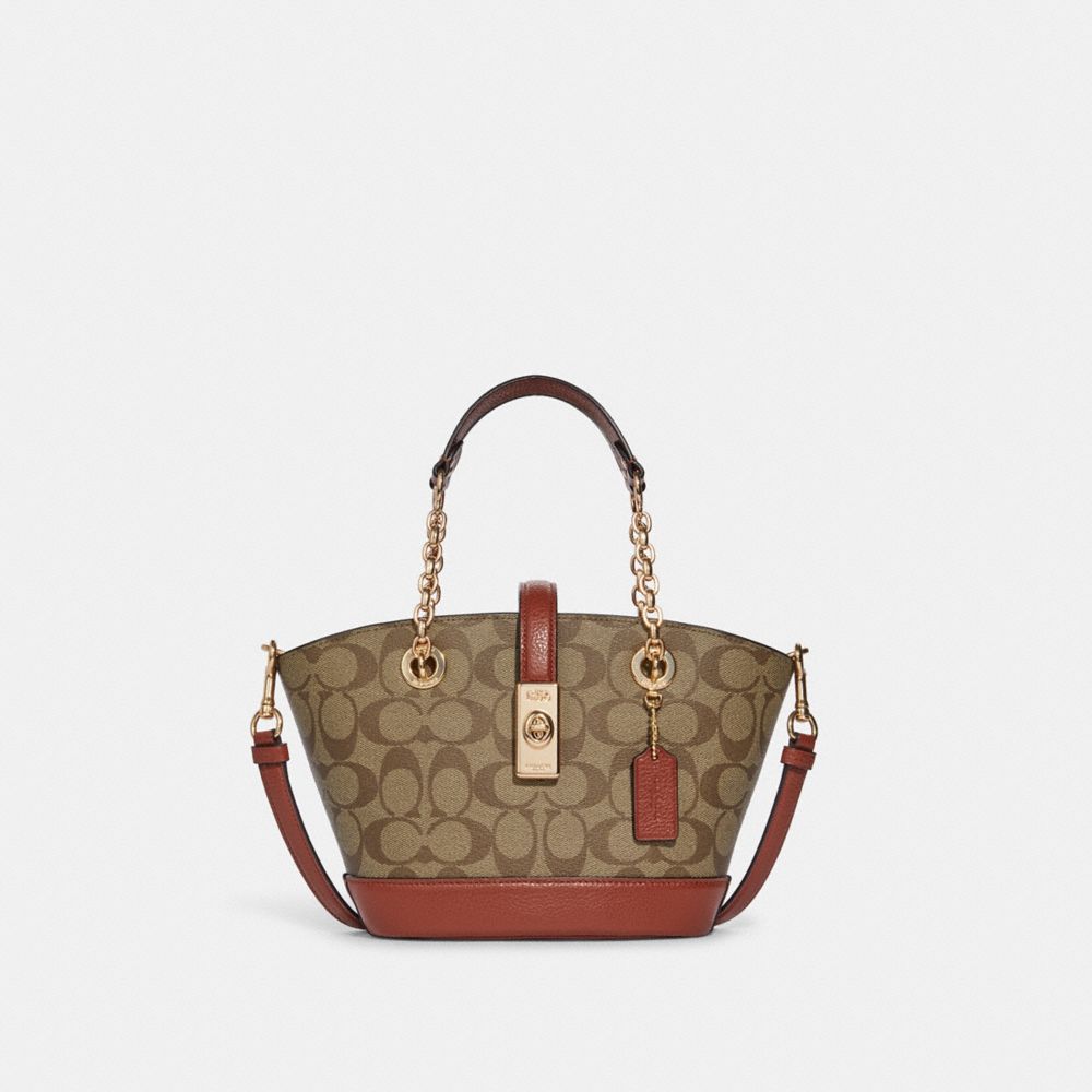 COACH C8597 Lane Bucket Bag In Signature Canvas GOLD/KHAKI MULTI