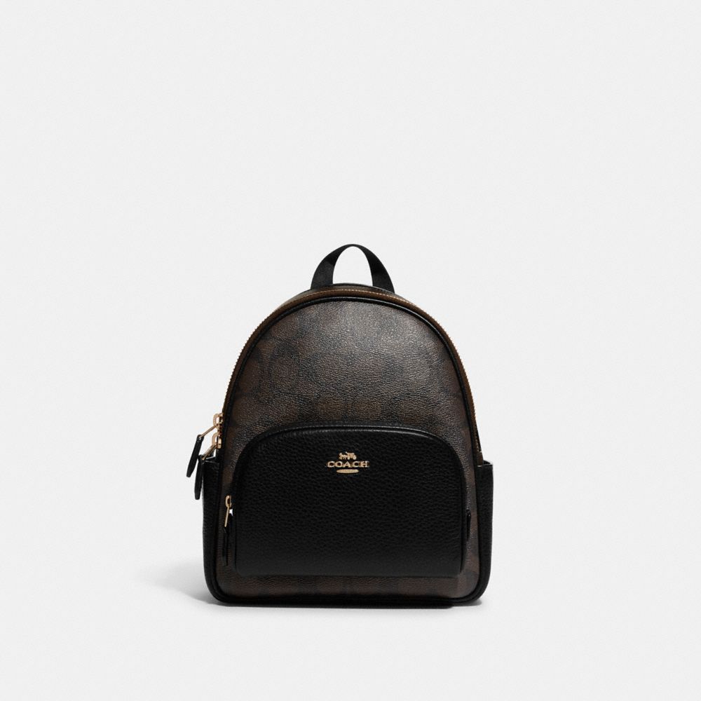 COACH C8604 Mini Court Backpack In Signature Canvas GOLD/BROWN BLACK