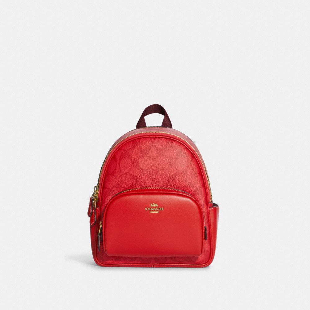 COACH C8604 Mini Court Backpack In Signature Canvas IM/Miami Red