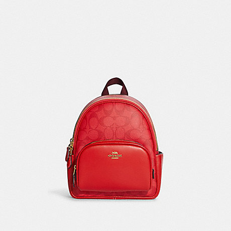 COACH C8604 Mini Court Backpack In Signature Canvas IM/Miami-Red