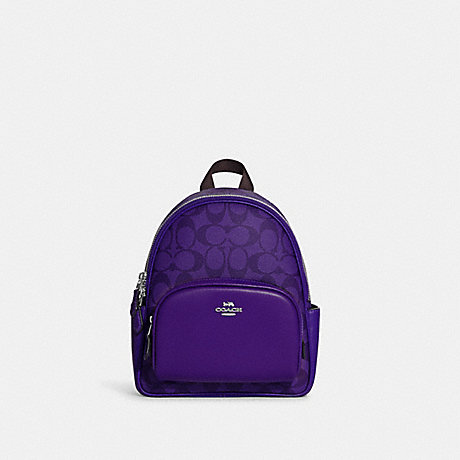 COACH C8604 Mini Court Backpack In Signature Canvas SV/Sport Purple