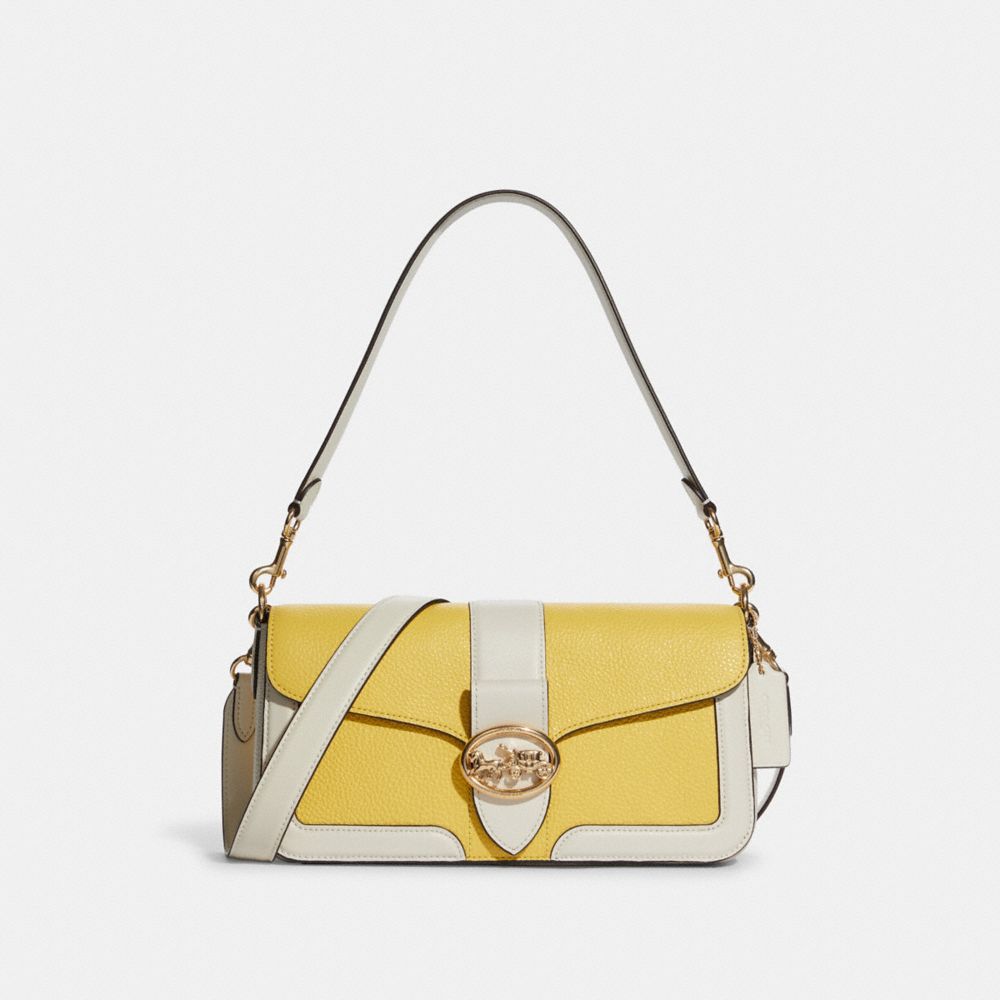 Georgie Shoulder Bag In Colorblock - C8607 - GOLD/RETRO YELLOW/CHALK