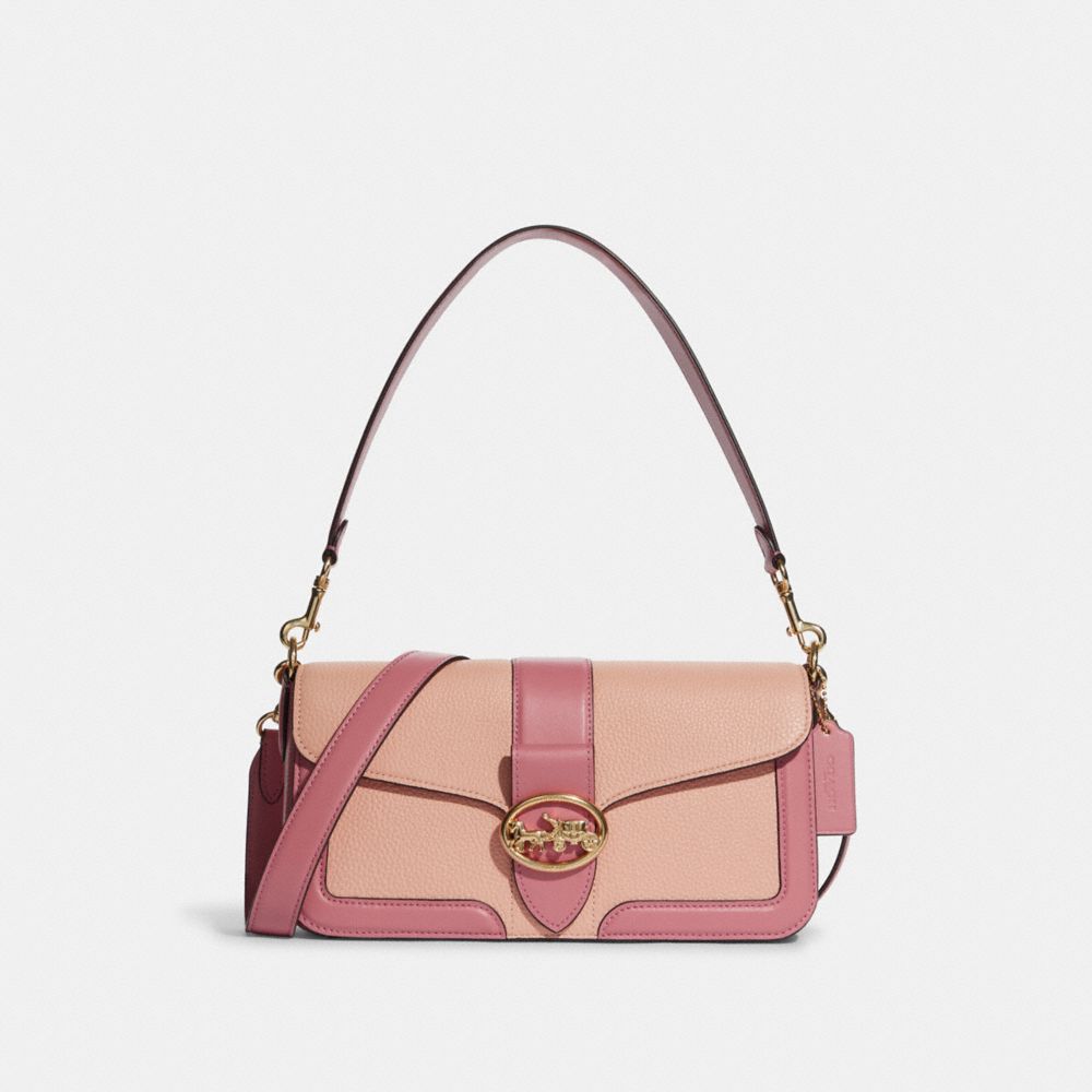 COACH C8607 Georgie Shoulder Bag In Colorblock GOLD/FADED BLUSH/TAFFY