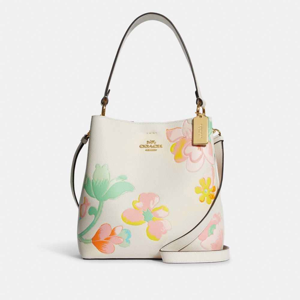 COACH C8609 - Town Bucket Bag With Dreamy Land Floral Print GOLD/CHALK MULTI