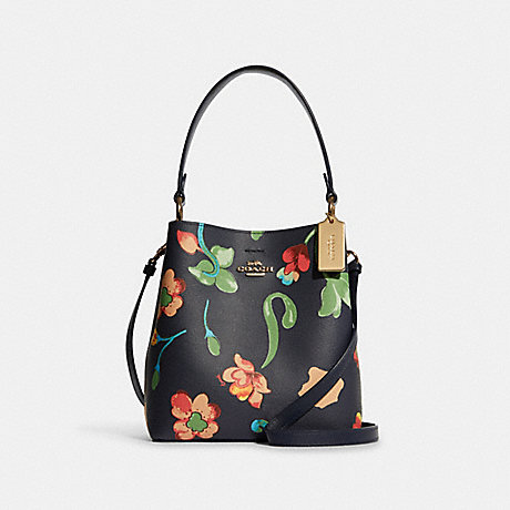COACH C8611 Small Town Bucket Bag With Dreamy Land Floral Print GOLD/MIDNIGHT-MULTI