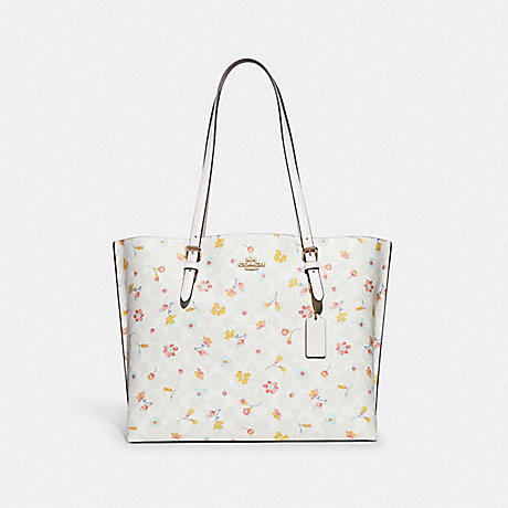 COACH Mollie Tote In Signature Canvas With Mystical Floral Print - GOLD/CHALK MULTI - C8612
