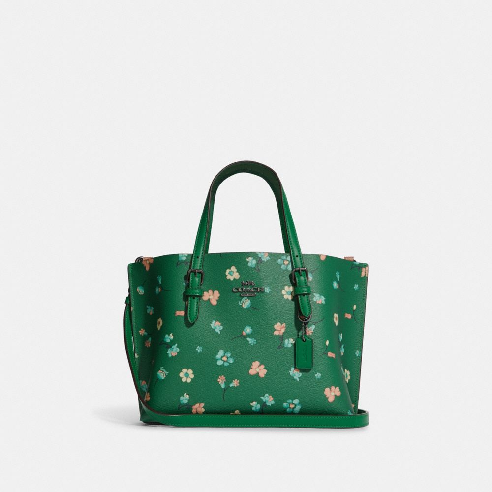 Mollie Tote 25 With Mystical Floral Print - C8613 - GUNMETAL/GREEN MULTI
