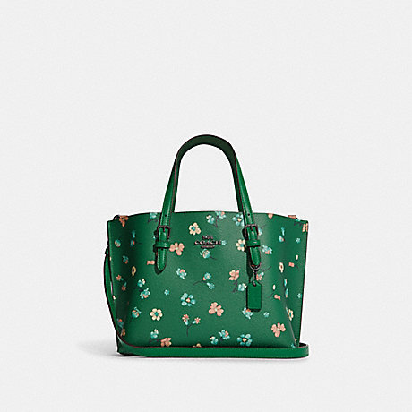 COACH Mollie Tote 25 With Mystical Floral Print - GUNMETAL/GREEN MULTI - C8613