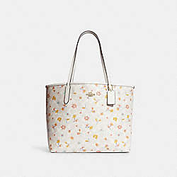 City Tote In Signature Canvas With Mystical Floral Print - GOLD/CHALK MULTI - COACH C8614