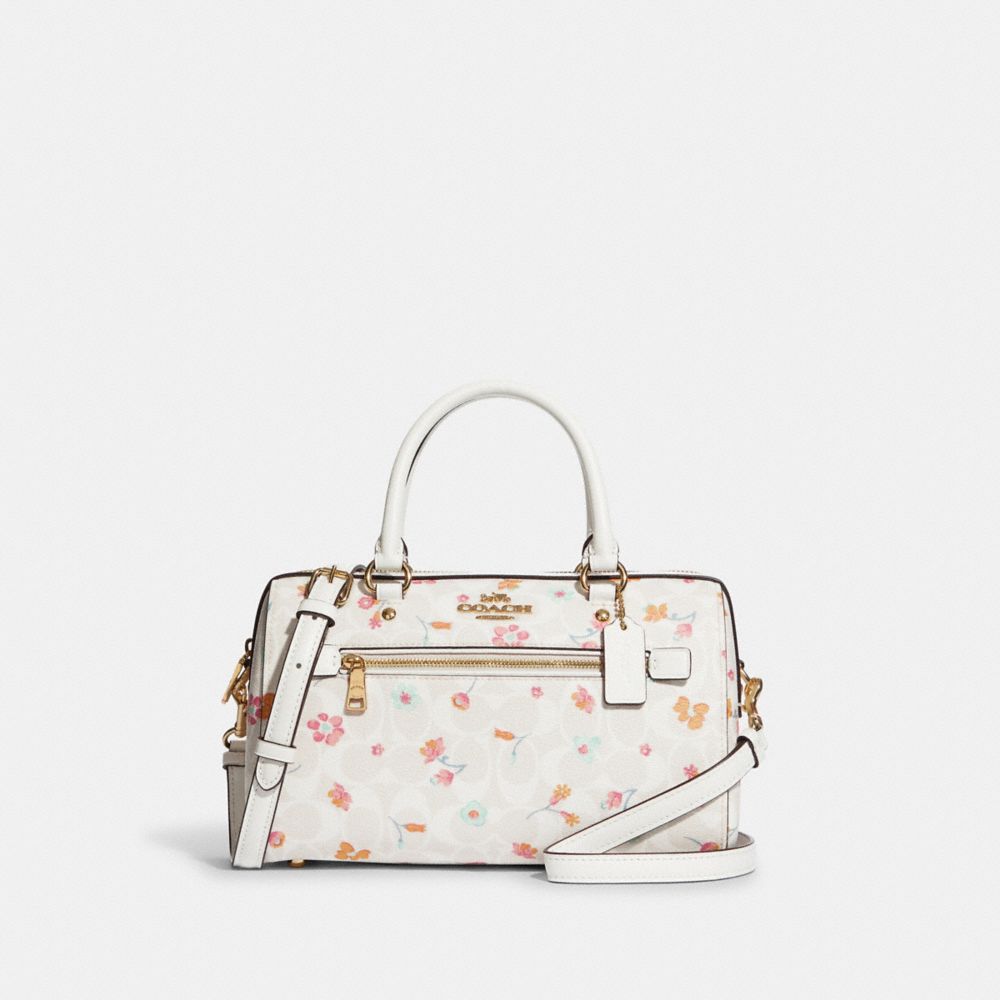 Rowan Satchel In Signature Canvas With Mystical Floral Print - GOLD/CHALK MULTI - COACH C8615