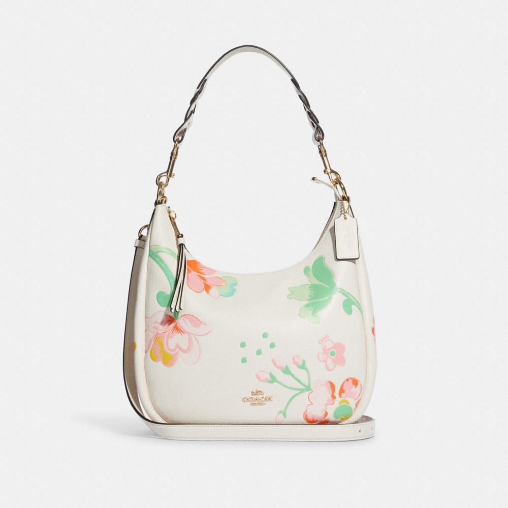 Jules Hobo With Dreamy Land Floral Print - GOLD/CHALK MULTI - COACH C8619