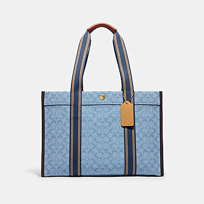 肌触りがいい COACH スカーフ柄 コーチ ブルー バッグ - トートバッグ