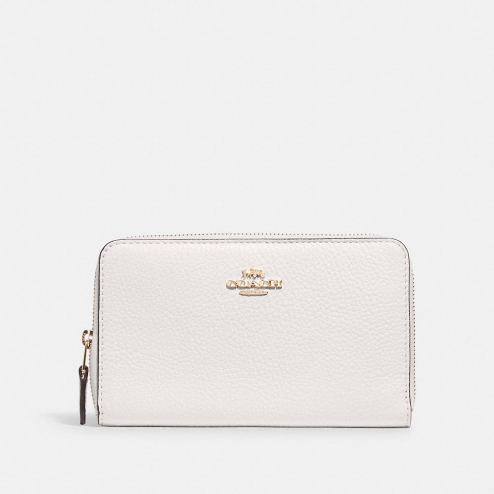 COACH Medium Id Zip Around Wallet With Colorblock Interior - GOLD/CHALK MULTI - C8660