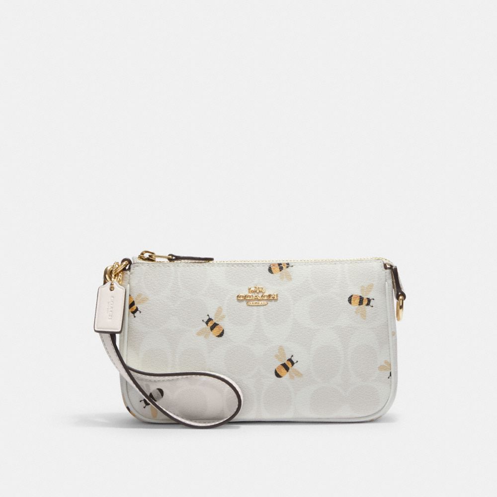 COACH C8673 Nolita 19 In Signature Canvas With Bee Print GOLD/CHALK/GLACIER WHITE MULTI