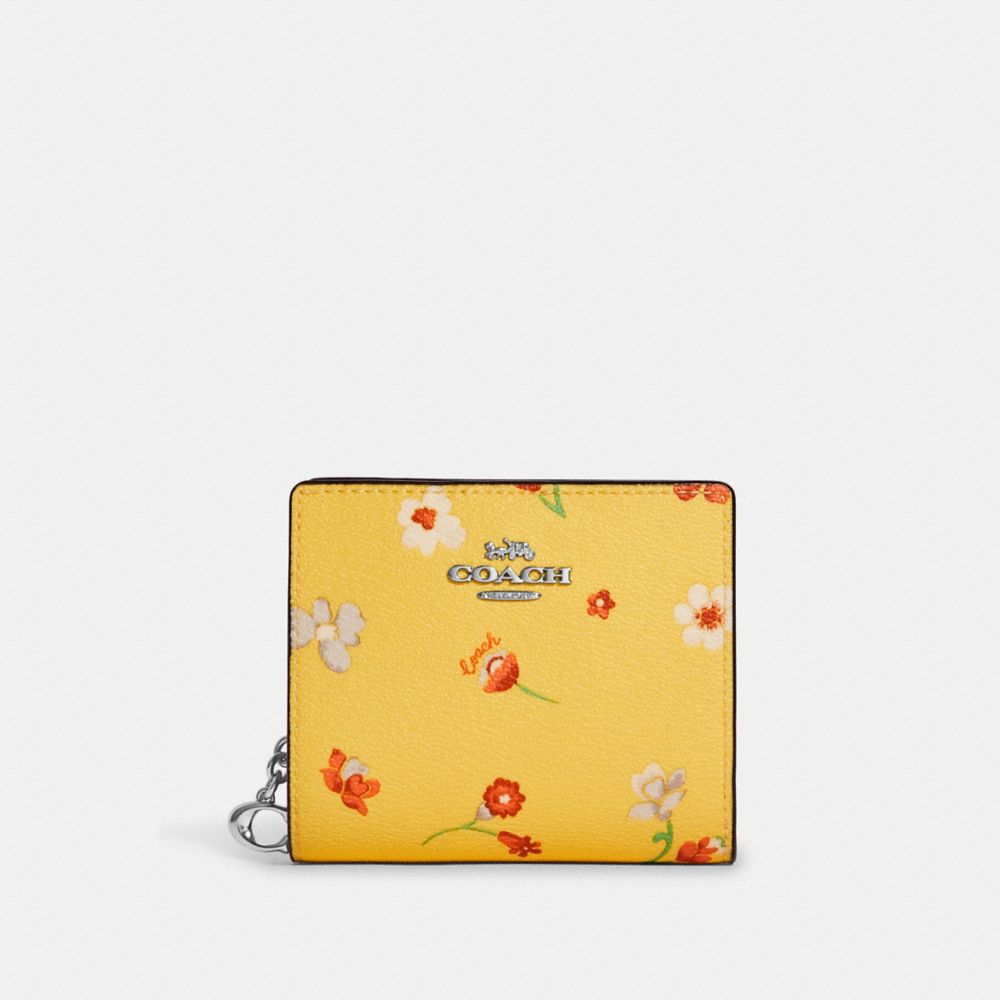 Snap Wallet With Mystical Floral Print - C8703 - SILVER/YELLOW MULTI