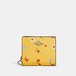COACH Snap Wallet With Mystical Floral Print - SILVER/YELLOW MULTI - C8703