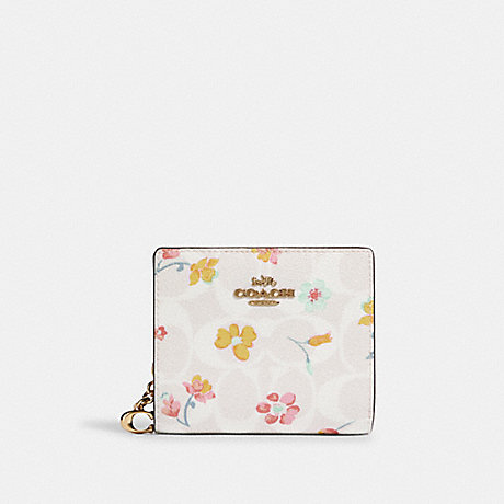 COACH C8704 Snap Wallet In Signature Canvas With Mystical Floral Print GOLD/CHALK-MULTI