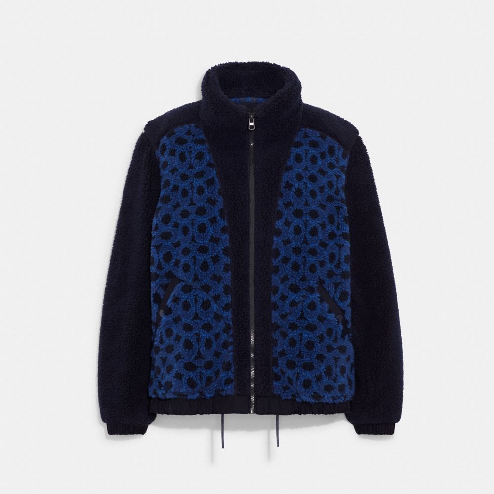 Full Sherpa Jacket In Recycled Polyester - C8710 - Navy