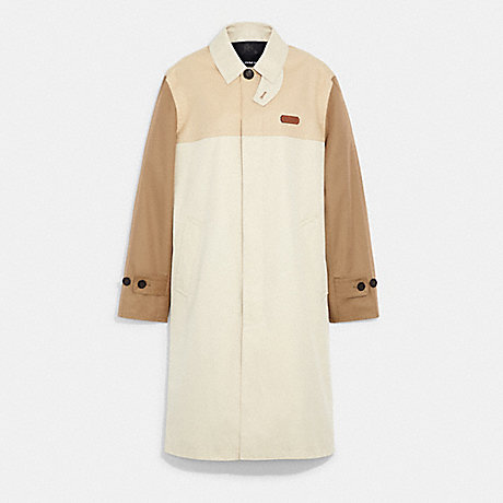 COACH C8712 Colorblock Trench Coat In Organic Cotton And Recycled Polyester KHAKI