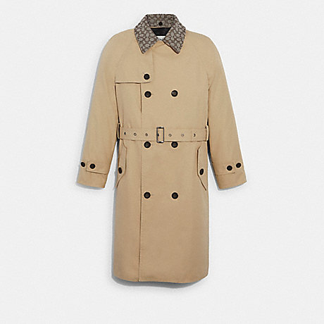 COACH C8713 Trench Coat In Organic Cotton And Recycled Polyester KHAKI