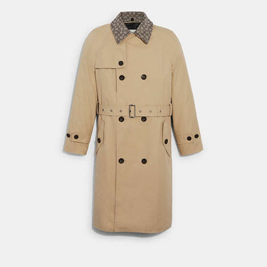 C8713 - Trench Coat In Organic Cotton And Recycled Polyester KHAKI