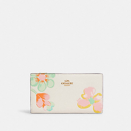 COACH C8715 Slim Zip Wallet With Dreamy Land Floral Print GOLD/CHALK-MULTI