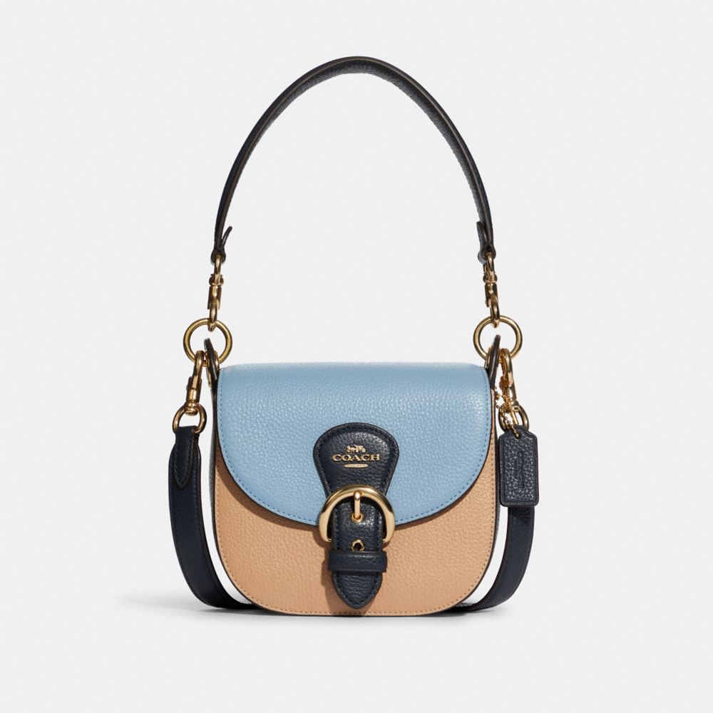 Kleo Shoulder Bag 17 In Colorblock - C8744 - GOLD/MARBLE BLUE MULTI