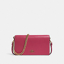 Anna Foldover Clutch Crossbody With Chain - GOLD/BOLD PINK - COACH C8756