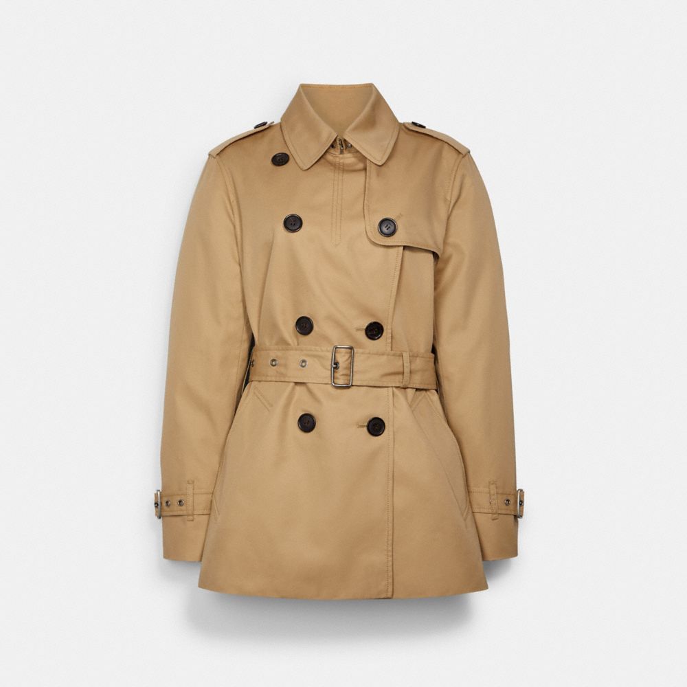 COACH C8770 Signature Lapel Short Trench CLASSIC-KHAKI