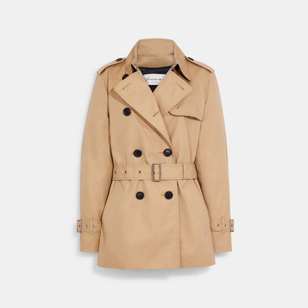 COACH&reg;,Solid Short Trench Coat,,Front View
