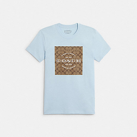 COACH C8775 Signature T Shirt In Organic Cotton Icy-Blue