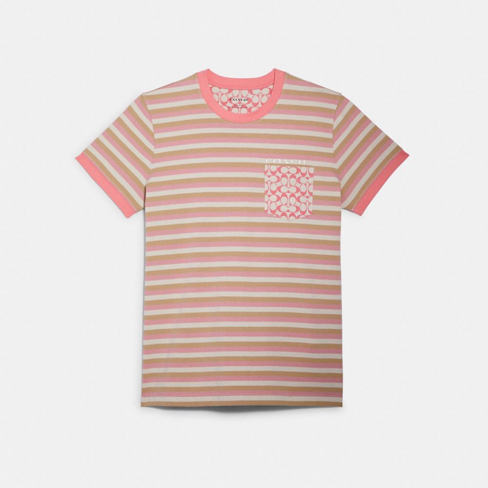 COACH Striped T Shirt - PINK/MULTI - C8796
